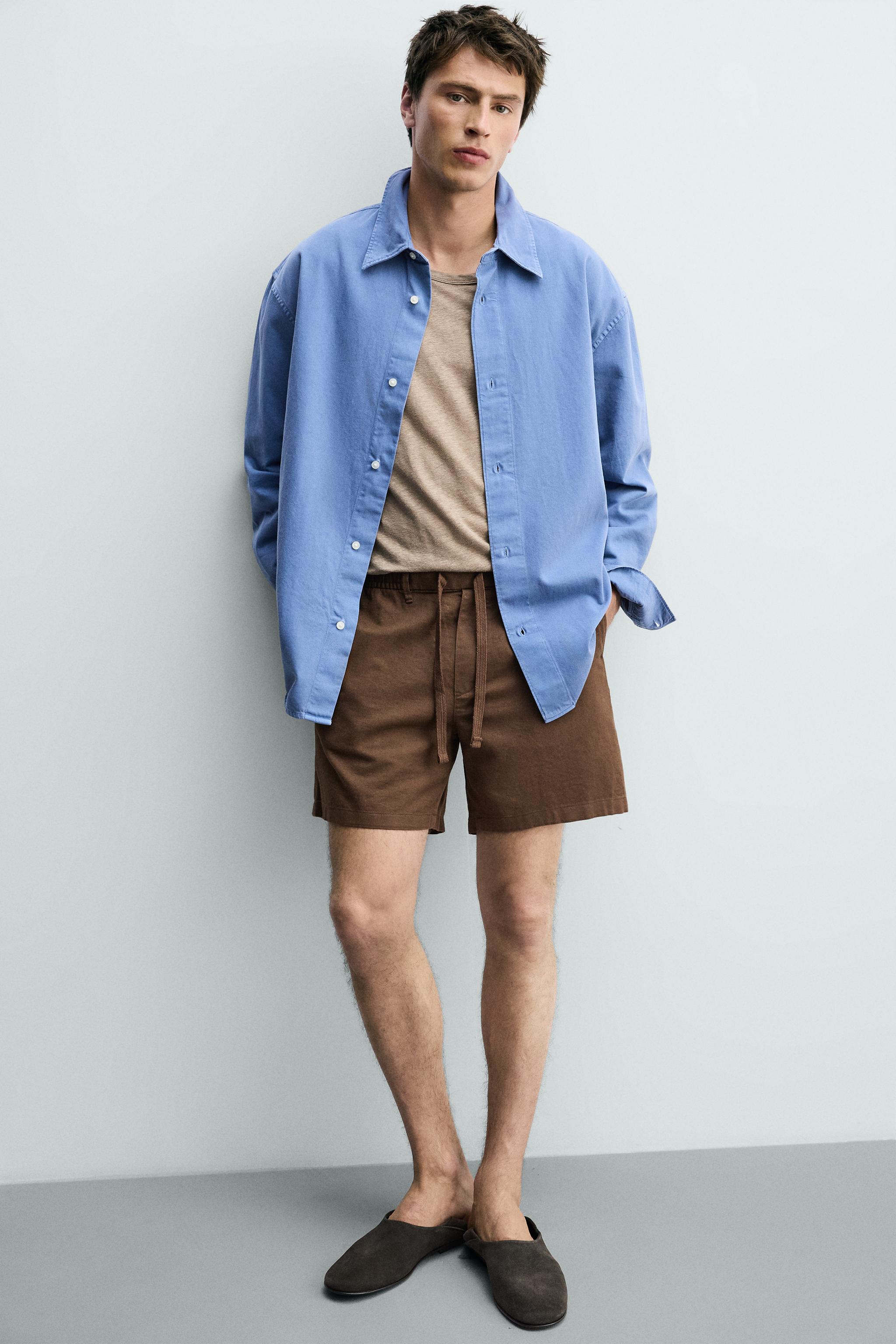 COTTON-LINEN RELAXED FIT SHORTS